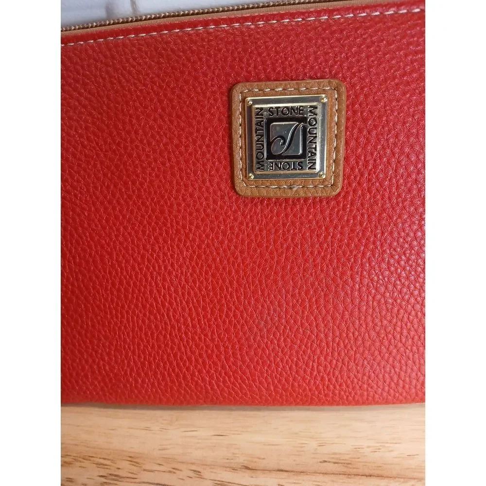 Stone Mountain Clutch Red Bag‎ Brown Handle Toiletry Bag Makeup Bag Cosmetic Bag